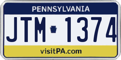 PA license plate JTM1374
