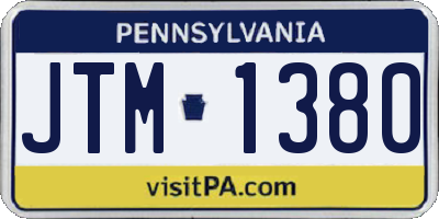 PA license plate JTM1380