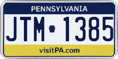 PA license plate JTM1385