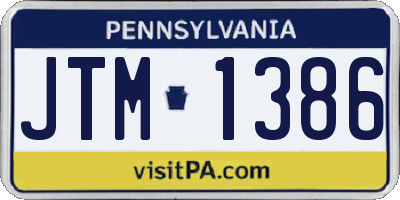 PA license plate JTM1386