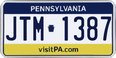 PA license plate JTM1387