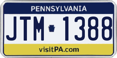 PA license plate JTM1388