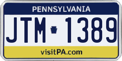 PA license plate JTM1389