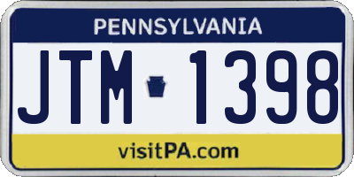 PA license plate JTM1398