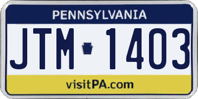 PA license plate JTM1403