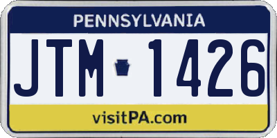 PA license plate JTM1426