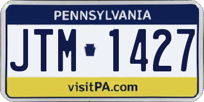 PA license plate JTM1427