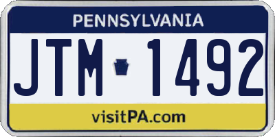 PA license plate JTM1492