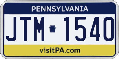 PA license plate JTM1540