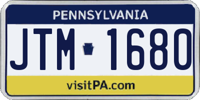 PA license plate JTM1680