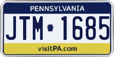 PA license plate JTM1685