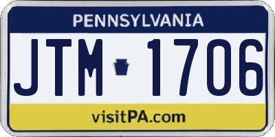 PA license plate JTM1706