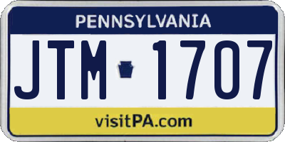 PA license plate JTM1707