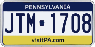 PA license plate JTM1708