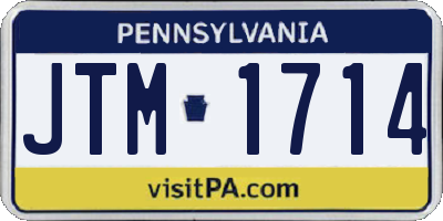 PA license plate JTM1714