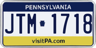 PA license plate JTM1718