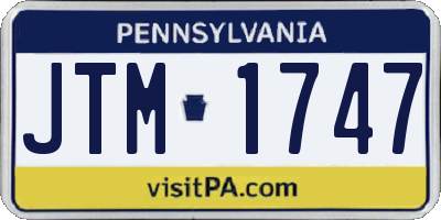 PA license plate JTM1747