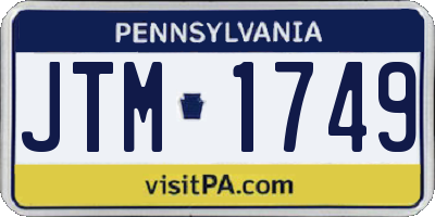 PA license plate JTM1749