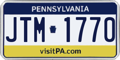 PA license plate JTM1770