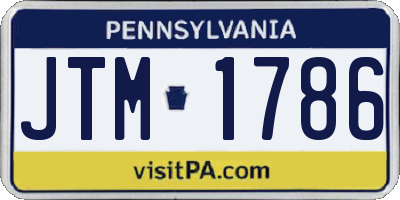 PA license plate JTM1786