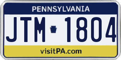 PA license plate JTM1804