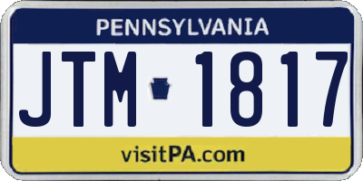 PA license plate JTM1817