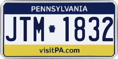 PA license plate JTM1832