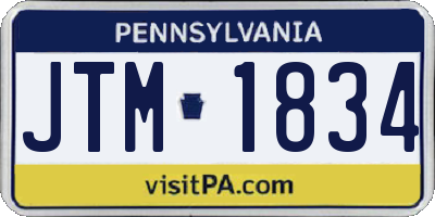 PA license plate JTM1834