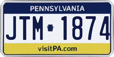 PA license plate JTM1874