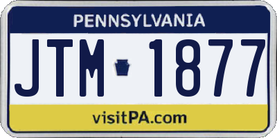 PA license plate JTM1877