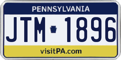 PA license plate JTM1896