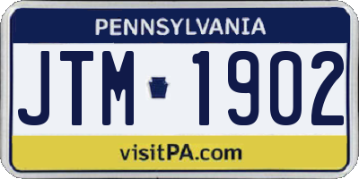 PA license plate JTM1902