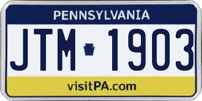 PA license plate JTM1903