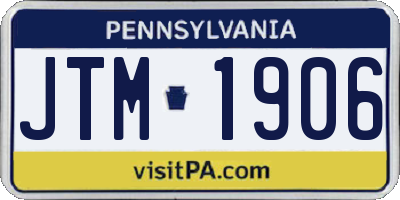 PA license plate JTM1906