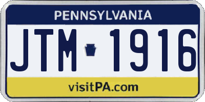 PA license plate JTM1916