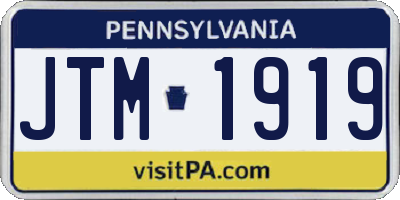 PA license plate JTM1919