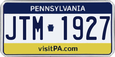 PA license plate JTM1927