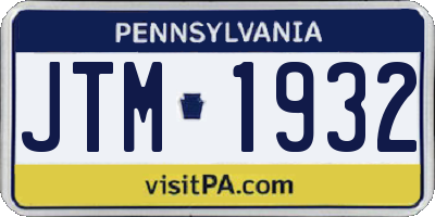 PA license plate JTM1932