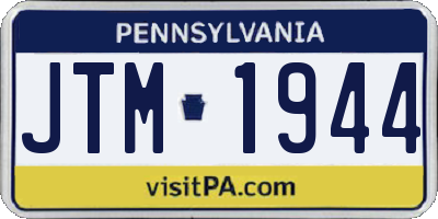 PA license plate JTM1944