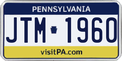 PA license plate JTM1960