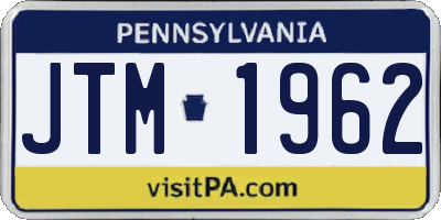 PA license plate JTM1962