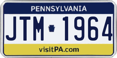 PA license plate JTM1964
