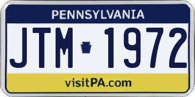 PA license plate JTM1972