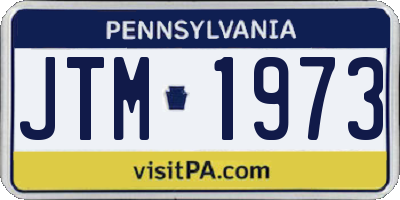 PA license plate JTM1973