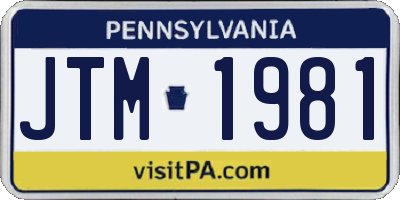 PA license plate JTM1981