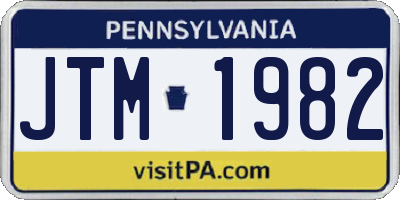 PA license plate JTM1982