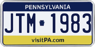 PA license plate JTM1983