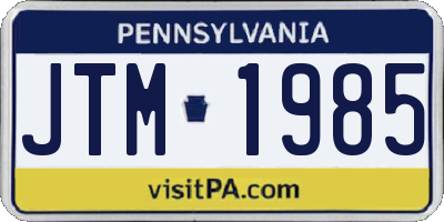 PA license plate JTM1985