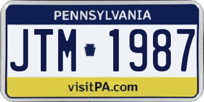 PA license plate JTM1987