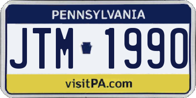 PA license plate JTM1990